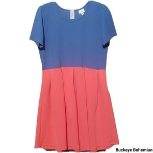 LuLaRoe Amelia Coral & Medium Blue Size 3XL